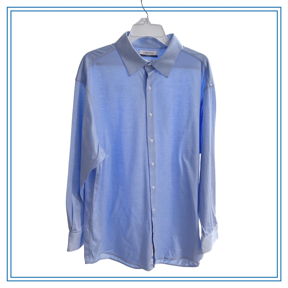 CREMIEUX Mens Light Blue Slim Fit 100% Pima Cotton Stretch Dress Shirt 17 1/2 33